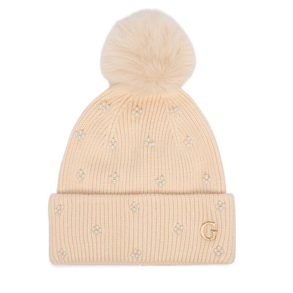 Czapka Guess. Brązowe czapki Guess, z aplikacjami. Za 154.99 zł.