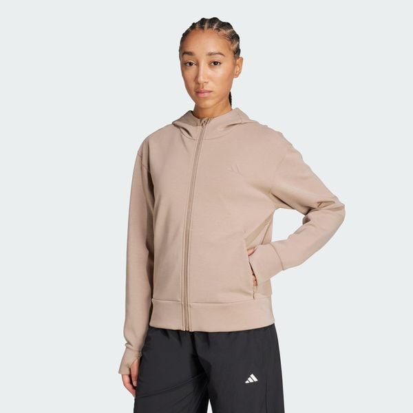 Bluza z kapturem Designed 4 Training Full-Zip. Brązowe bluzy Adidas, l, bez wzorów, z bawełny, z kapturem. Za 299.00 zł.