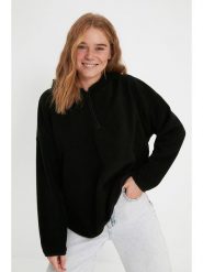 Trendyol Bluza w kolorze czarnym rozmiar: L. Czarne bluzy Trendyol, l, bez wzorów, z kapturem. Za 92.42 zł.