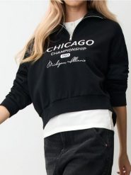 Bluza - czarny. Czarne bluzy Sinsay, l, bez wzorów, bez kaptura. Za 49.99 zł.