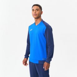 Bluza piłkarska dla dorosłych Kipsta T100. Niebieskie bluzy KIPSTA, xl, bez wzorów, z elastanu, bez kaptura. Za 69.99 zł.