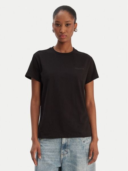 Patrizia Pepe T-Shirt 8M1543/J111-K103 Czarny Regular Fit. Czarne t-shirty Patrizia Pepe, m, bez wzorów, z bawełny, bez kołnierzyka, bez ramiączek. Za 449.99 zł.