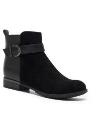 Clara Barson Botki TOVE W16AW462-22 Czarny. Czarne botki Clara Barson, bez wzorów, z materiału, bez obcasa, na płaskiej podeszwie, bez zapięcia. Za 129.99 zł.