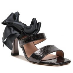 Sandały Alberta Ferretti. Czarne sandały Alberta Ferretti, bez wzorów, bez obcasa, na słupku, bez zapięcia. Za 1,659.00 zł.
