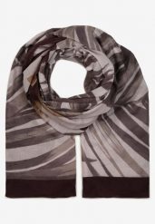Szary Szalik z Bawełny w Ozdobny Print Natsu. Szare szaliki Born2be, na jesień, bez wzorów, z bawełny, eleganckie. Za 29.99 zł.