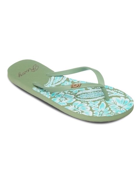 Sandały dla Kobiety NEW VIVA PRINTED Zielony. Zielone sandały Roxy, bez wzorów, z gumy, bez obcasa, bez zapięcia. Za 50.99 zł.