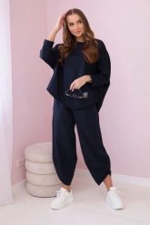 Komplet bawełniany bluza + spodnie granatowy. Niebieskie bluzy KESI, l, bez wzorów, z bawełny, bez kaptura. Za 284.37 zł.