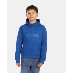 Felpa con cappuccio in cotone da ragazzo Kilpi NORTHEN-JB. Niebieskie swetry Kilpi, bez wzorów, bez ramiączek. Za 267.13 zł.