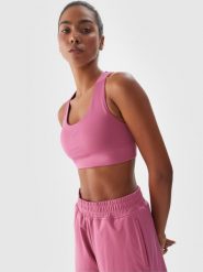 4F Biustonosz treningowy z niskim wsparciem - różowy L. Czerwone bielizna sportowa 4f, l, bez wzorów, z dzianiny. Za 39.99 zł.