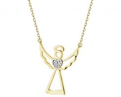 Naszyjnik z żółtego złota z diamentem - aniołek, serce - 0,003 ct - próba 585. Żółte naszyjniki Apart, z diamentem, złote. Za 2,090.00 zł.