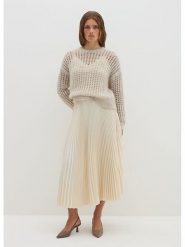 STEFANEL Spódnica w kolorze kremowym rozmiar: XL. Brązowe spódnice Stefanel, xl, bez wzorów, midi. Za 239.99 zł.