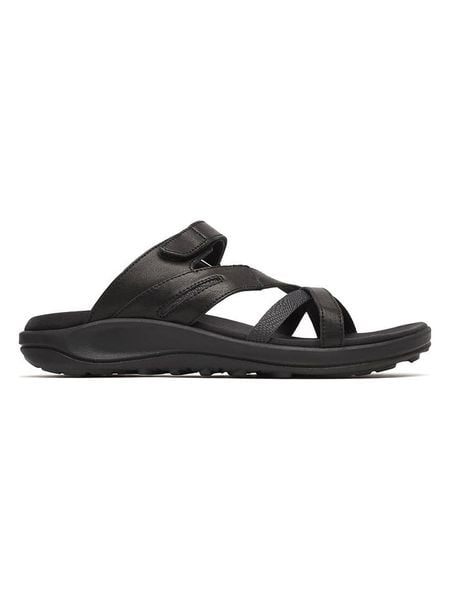 Merrell Skórzane klapki "District 4" w kolorze czarnym rozmiar: 42. Czarne klapki Merrell, bez wzorów, z otwartym noskiem, bez obcasa. Za 170.03 zł.