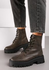 Szare Botki Workery na Grubej Podeszwie ze Sznurowaniem Sailia. Szare botki Born2be, bez wzorów, z jeansu, bez obcasa, na płaskiej podeszwie, bez zapięcia. Za 149.99 zł.