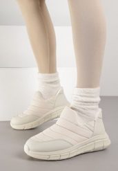 Beżowe Pikowane Sneakersy Śniegowce na Grubej Tłoczonej Platformie Verta. Brązowe trapery i śniegowce Born2be, z jeansu. Za 69.99 zł.
