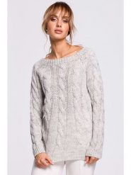 Made of emotion Sweter w kolorze szarym rozmiar: L/XL. Szare swetry Made Of Emotion, l, bez wzorów, ze splotem, bez ramiączek. Za 149.66 zł.