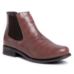 Sztyblety Jenny Fairy. Brązowe botki Jenny Fairy, bez wzorów, bez obcasa, na płaskiej podeszwie, bez zapięcia. Za 57.99 zł.