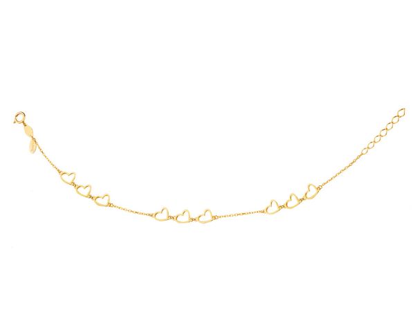 Złota bransoletka, ankier - serca. Żółte bransoletki Apart, złote. W wyprzedaży za 608.30 zł.