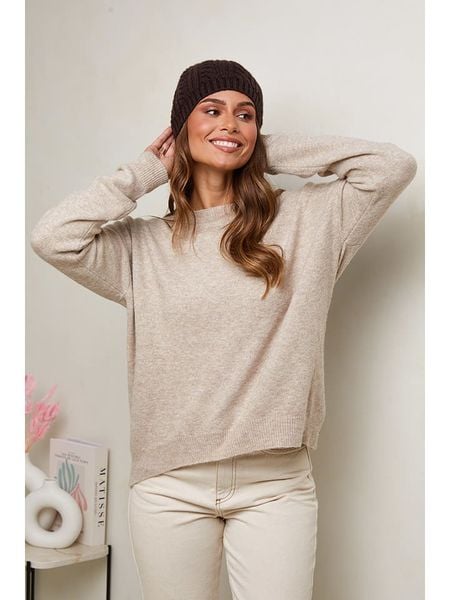 Soft Cashmere Sweter w kolorze beżowym rozmiar: 34/36. Brązowe swetry Soft Cashmere, bez wzorów, bez ramiączek. Za 117.17 zł.