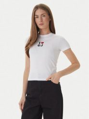 Guess Jeans T-Shirt W6GIB1 J1314 Biały Slim Fit. Białe t-shirty Guess Jeans, xl, z aplikacjami, z bawełny, bez kołnierzyka, bez ramiączek. Za 129.99 zł.