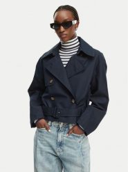 Tommy Jeans Trencz DW0DW22322 Granatowy Relaxed Fit. Niebieskie płaszcze Tommy Jeans, xxs, bez wzorów, z bawełny, bez kaptura. Za 749.99 zł.