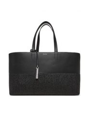 Calvin Klein Torebka Ck Mixmedia Shopper_Raffia K60K613167 Czarny. Czarne torebki klasyczne Calvin Klein, bez wzorów, ze skóry, bez dodatków. Za 349.99 zł.