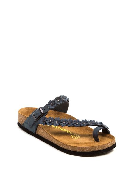 Comfortfusse Skórzane japonki w kolorze morskim rozmiar: 39. Niebieskie klapki Comfortfüße, bez wzorów, z otwartym noskiem, bez obcasa. Za 249.95 zł.