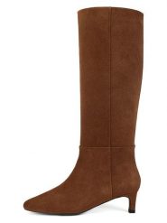 Loft37 Skórzane kozaki w kolorze jasnobrązowym rozmiar: 39. Brązowe kozaki loft37, na zimę, bez obcasa, na szpilce, bez zapięcia. Za 717.99 zł.