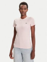 Lacoste T-Shirt TF5538 Różowy Slim Fit. Czerwone t-shirty Lacoste, bez wzorów, z bawełny, bez kołnierzyka, bez ramiączek. Za 309.99 zł.