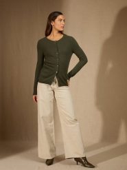 Perfect Cashmere Kaszmirowy kardigan "Amy" w kolorze khaki rozmiar: L. Brązowe kardigany Perfect Cashmere, l, bez wzorów, z kaszmiru. Za 452.45 zł.