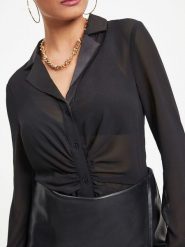 Milan Kiss Bluzka w kolorze czarnym rozmiar: L. Czarne bluzki Milan Kiss, l, bez wzorów, bez kołnierzyka, bez ramiączek. Za 126.99 zł.