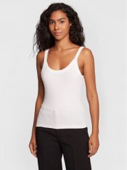 Gina Tricot Top Basic 14188 Biały Slim Fit. Białe topy Gina Tricot, xxs, bez wzorów, z bawełny, bez kołnierzyka, bez ramiączek. Za 59.99 zł.