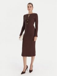 Marciano Guess Sukienka dzianinowa 5BGK55 5891Z Brązowy Regular Fit. Brązowe sukienki Marciano Guess, z aplikacjami, z dzianiny, bez kołnierzyka, bez ramiączek. Za 989.99 zł.