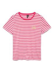 Vero Moda Koszulka w kolorze różowo-białym rozmiar: M. Białe bluzki Vero Moda, m, bez wzorów, z bawełny, bez kołnierzyka, bez ramiączek. Za 57.20 zł.