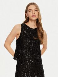 Imperial Top R9990034S Czarny Regular Fit. Czarne topy Imperial, s, bez wzorów, z syntetyku, bez kołnierzyka, bez ramiączek. Za 189.99 zł.