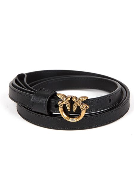 Pinko Skórzany pasek w kolorze czarnym rozmiar: 80. Czarne paski Pinko, bez wzorów, z materiału. Za 387.45 zł.