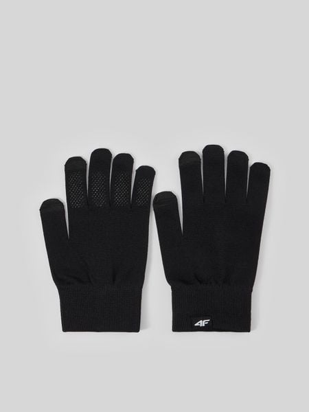 4F Rękawiczki dzianinowe Touch Screen uniseks - czarne L/XL. Czarne rękawiczki 4f, bez wzorów, z dzianiny. Za 29.99 zł.