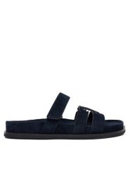 Tory Burch Klapki Ines Sport Slide 163481 Granatowy. Niebieskie klapki Tory Burch, bez wzorów, ze skóry, bez obcasa. Za 1,609.00 zł.