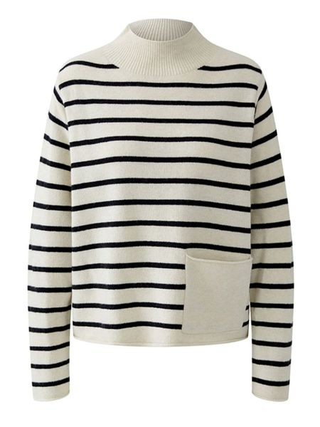 Oui Sweter w kolorze kremowo-czarnym rozmiar: 36. Brązowe swetry Oui, bez wzorów, z wełny, bez ramiączek. Za 339.99 zł.