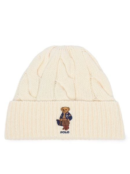 Polo Ralph Lauren Czapka 455P18118003 Kremowy. Białe czapki Polo Ralph Lauren, bez wzorów, z wełny. Za 419.99 zł.