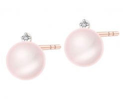 Kolczyki z różowego złota z diamentami i perłami - próba 585. Czerwone kolczyki Apart, z diamentem, złote. Za 1,090.00 zł.