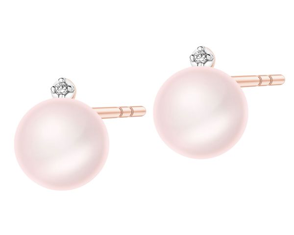 Kolczyki z różowego złota z diamentami i perłami - próba 585. Czerwone kolczyki Apart, z diamentem, złote. Za 1,090.00 zł.