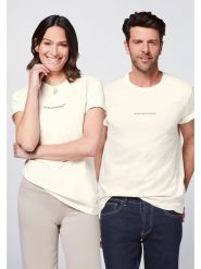 Detto Fatto Koszulka w kolorze kremowym rozmiar: M. Brązowe bluzki Detto Fatto, m, bez wzorów, z bawełny, bez kołnierzyka, bez ramiączek. Za 73.99 zł.