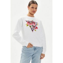 GUESS Bluza Damska "Roses Triangle" Biała, Roz. S. Białe bluzy Guess, s, z aplikacjami, bez kaptura. Za 279.99 zł.