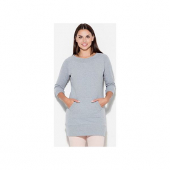 Sukienka K144 Szary. Szare sukienki Katrus, xl, bez wzorów, z dresówki, sportowe, bez kołnierzyka, bez ramiączek, dopasowane. Za 129.00 zł.
