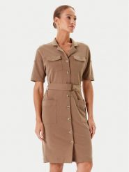 Tatuum Sukienka koszulowa Zoe T2502.203 Beżowy Regular Fit. Brązowe sukienki Tatuum, s, bez wzorów, z syntetyku, bez kołnierzyka, bez ramiączek, koszulowe. Za 229.99 zł.