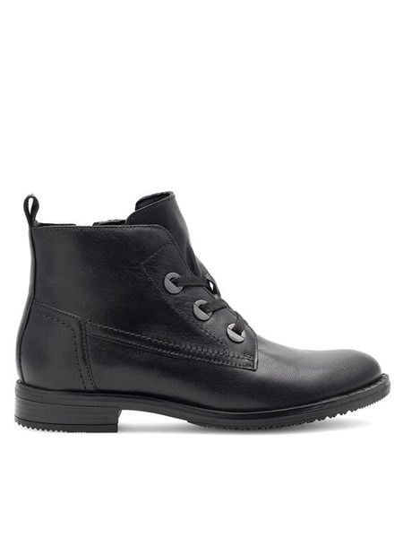 Lasocki Trzewiki WI23-DALIA3-07 Czarny. Czarne botki Lasocki, bez wzorów, ze skóry, bez obcasa, na płaskiej podeszwie, bez zapięcia. Za 249.99 zł.