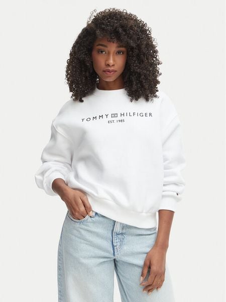 Tommy Hilfiger Bluza WW0WW47831 Biały Regular Fit. Białe bluzy TOMMY HILFIGER, l, bez wzorów, z bawełny, bez kaptura. Za 260.99 zł.