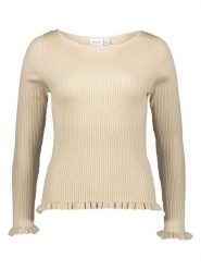 Vila Koszulka w kolorze kremowym rozmiar: S. Brązowe bluzki Vila, s, bez wzorów, prążkowane, bez kołnierzyka, bez ramiączek. Za 78.84 zł.