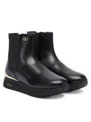 Liu Jo Botki Maxi Wonder 95 BF5001 PX241 Czarny. Czarne botki Liu Jo, bez wzorów, ze skóry, bez obcasa, na płaskiej podeszwie, bez zapięcia. Za 899.99 zł.