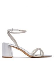 Aldo Sandały Boucliette 14344619 Srebrny. Szare sandały Aldo, bez wzorów, ze skóry, bez obcasa, na słupku, bez zapięcia. Za 319.99 zł.